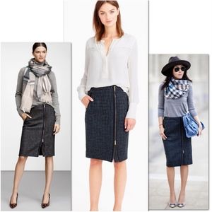 J Crew Asymmetrical Zip Houndstooth Wool Skirt 6P